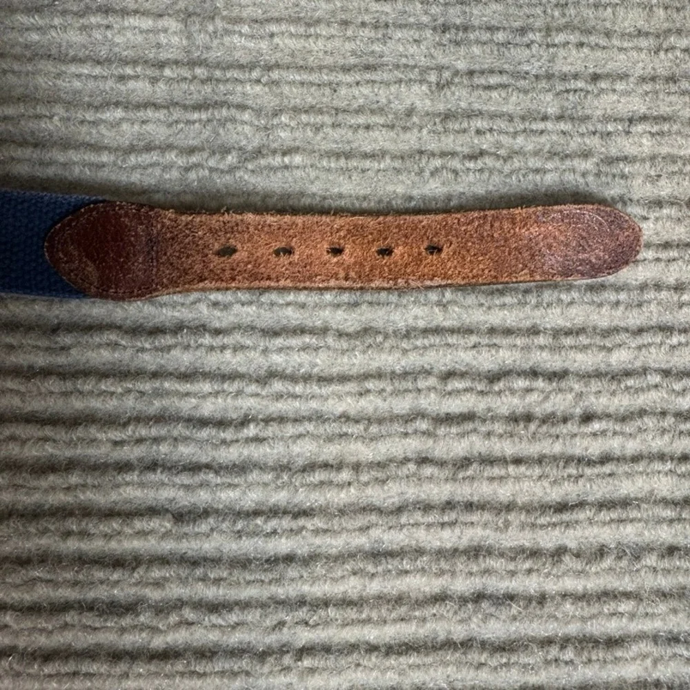 Vintage Nautical Signal Flag Canvas Leather Belt Navy Blue Brass Buckle Size 46